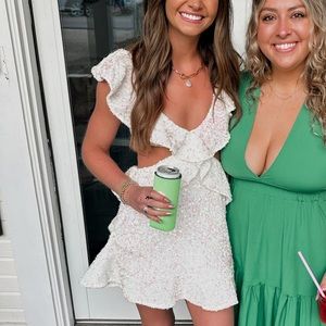 Show Me Your MuMu sparkle white cut out dress. Size XS. worn once.
